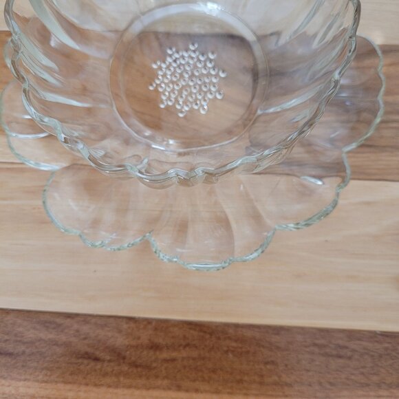 Vintage Glass Lily Pad Bowl with Attached Saucer for Crackers and Dips - Picture 3 of 4